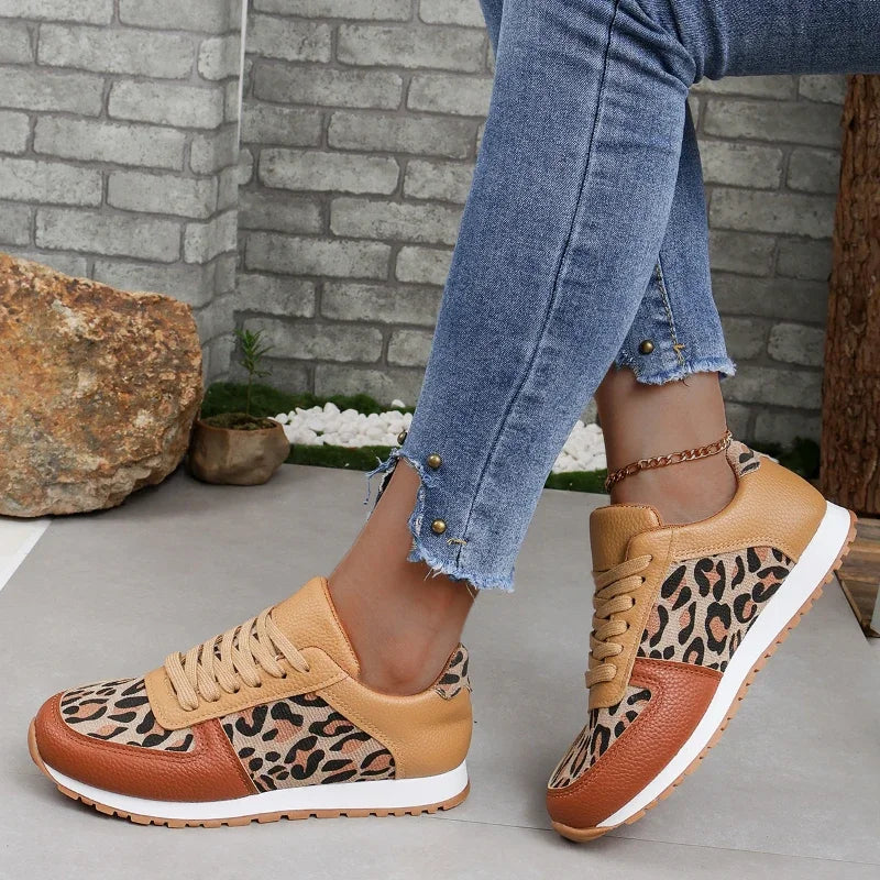 Jogging Sneakers Summer Walking Trainers Leopard Print Comfortable Jogging Tennis Shoes