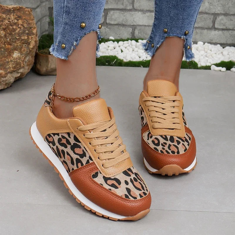 Jogging Sneakers Summer Walking Trainers Leopard Print Comfortable Jogging Tennis Shoes