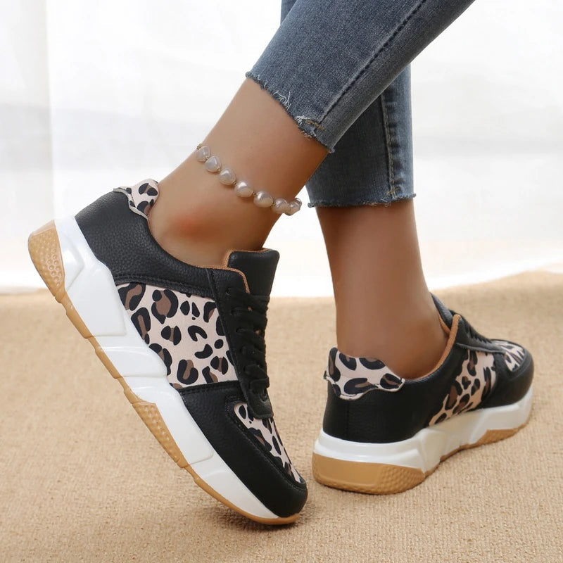 Jogging Sneakers Summer Walking Trainers Leopard Print Comfortable Jogging Tennis Shoes