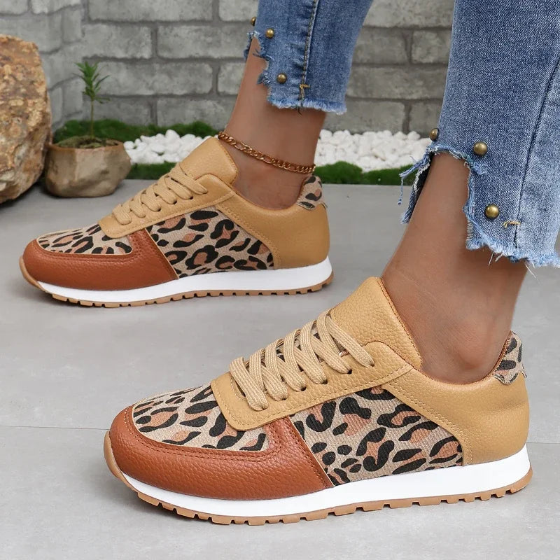 Jogging Sneakers Summer Walking Trainers Leopard Print Comfortable Jogging Tennis Shoes