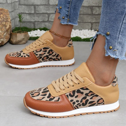 Jogging Sneakers Summer Walking Trainers Leopard Print Comfortable Jogging Tennis Shoes