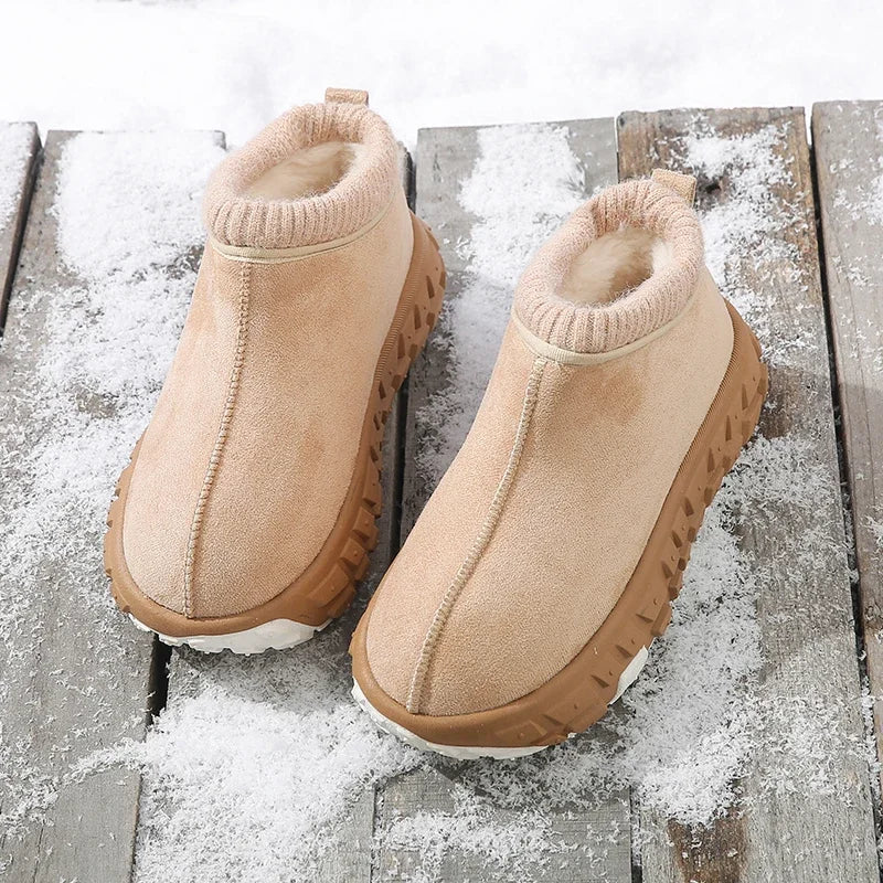 Knitted Cuffed Snow Boots New Winter Cold-proof and Warm Fur Boots Non-slip Thick-soled Cotton Shoes Zapatos
