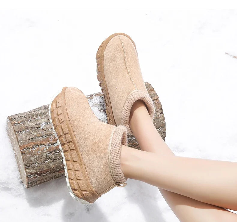 Knitted Cuffed Snow Boots New Winter Cold-proof and Warm Fur Boots Non-slip Thick-soled Cotton Shoes Zapatos