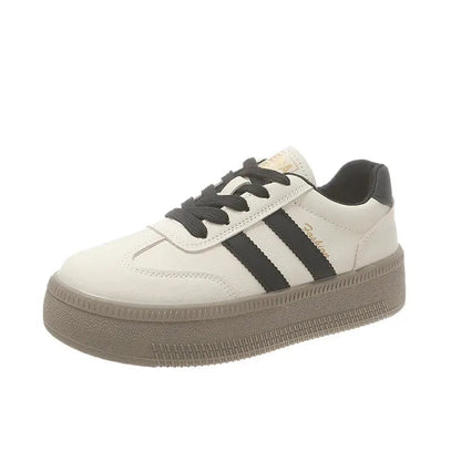 Leather Thick Soled German Training Board Shoes Autumn Height-raising Walking Jogging Sneakers Platform Footwear
