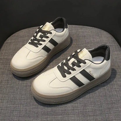 Leather Thick Soled German Training Board Shoes Autumn Height-raising Walking Jogging Sneakers Platform Footwear