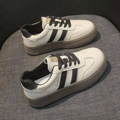 Leather Thick Soled German Training Board Shoes Autumn Height-raising Walking Jogging Sneakers Platform Footwear