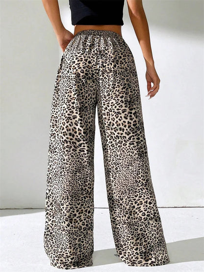 Striped Side Split Tie-up Wide-leg Sweatpant