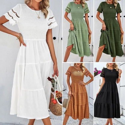 Temperament Play Sheath Hollow Korean Midi Dresses