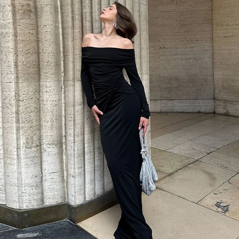 Autumn Winter New Slim Vestido Y2k Midi Dresses