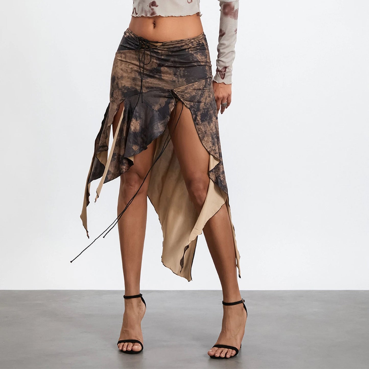 High Split Print Skirt