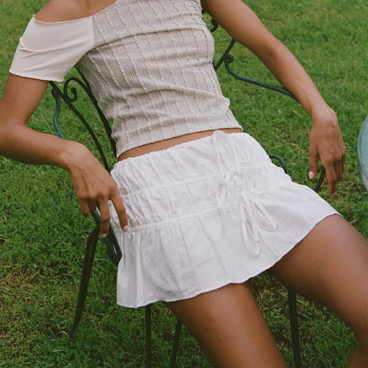 Tie-up Front Cottage Style Skirt