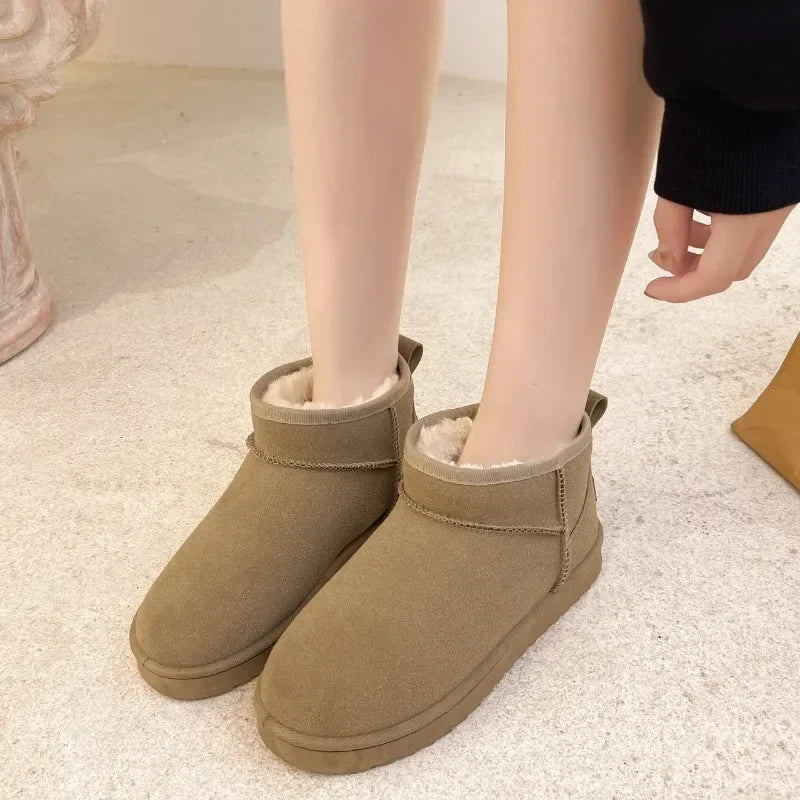Shoes Australian Boots Winter Footwear Round Toe Flat Heel Boots- Snow Low Ankle Cotton 36-42