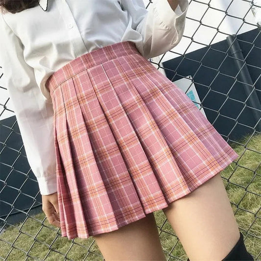 A-line Student Plaid Pleated Dance Mini Kawaii Skirt