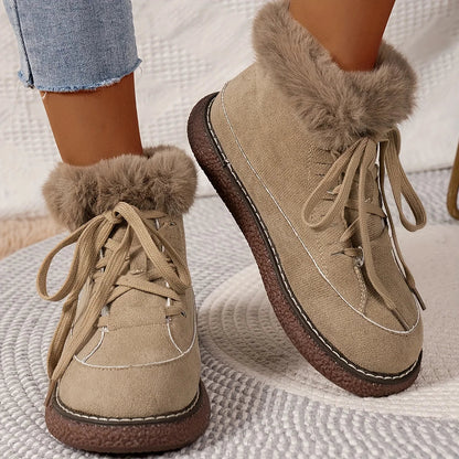 Color Short Plush Lined Comfortable Warm Winter Snow Boot