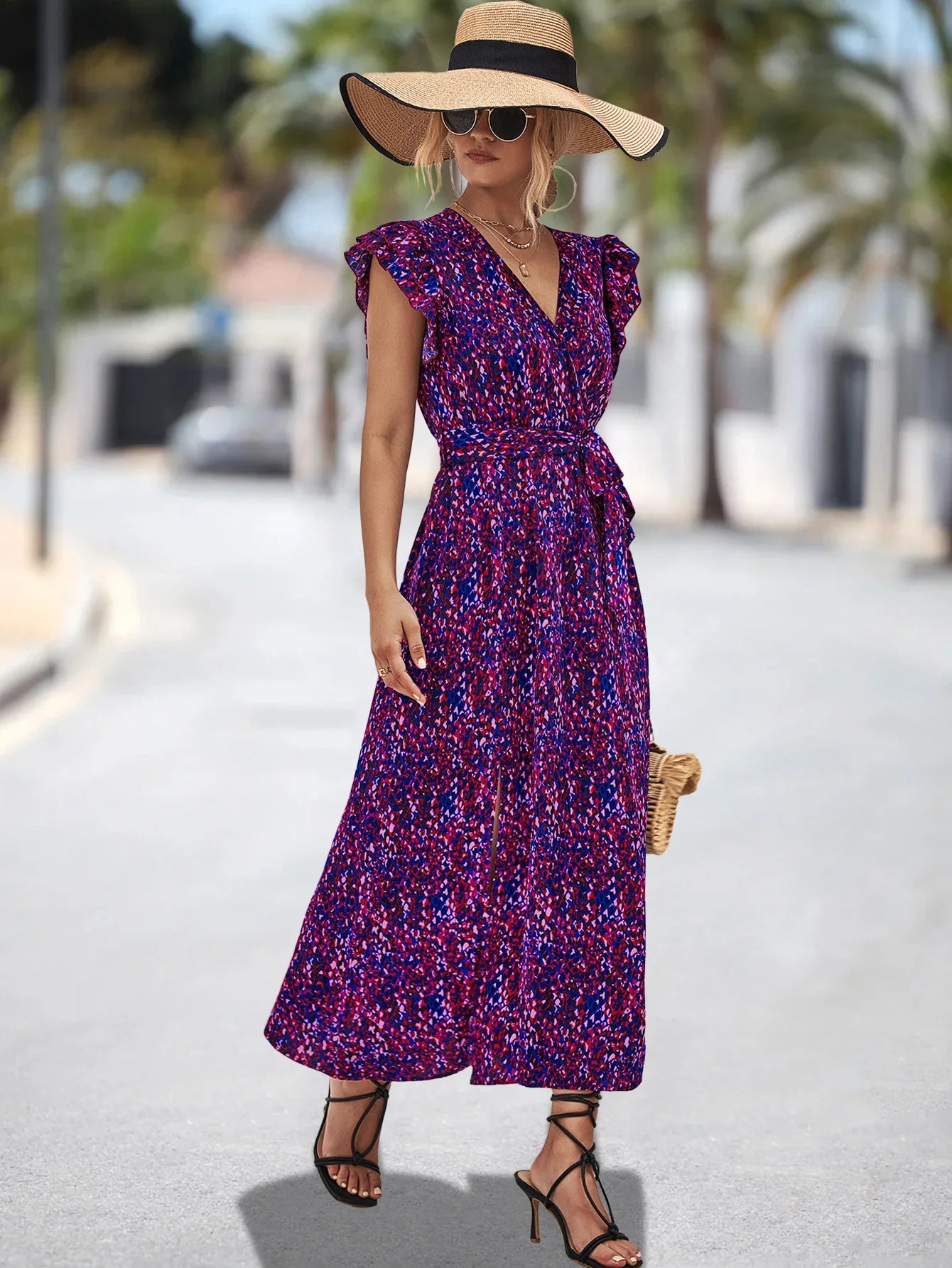 Split Spring Summer V-neck Peplum Waist Resort Korean Reviews Clothes Midi Dresses