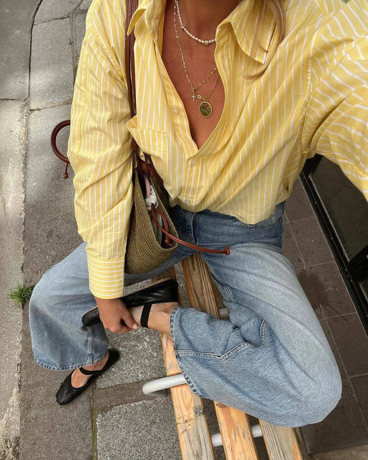 Striped Color Office Blouse