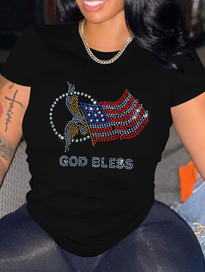 Bricked Letter Print T-shirts