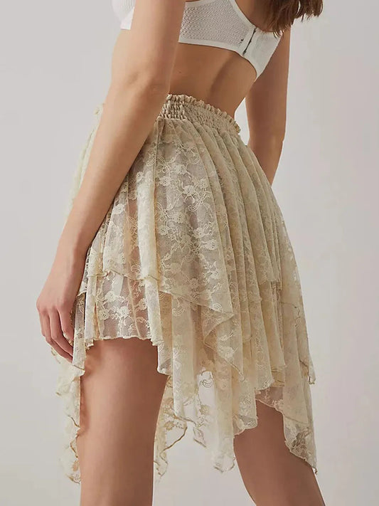 Lace Irregular Hem Skirt