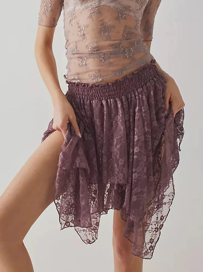 Lace Irregular Hem Skirt