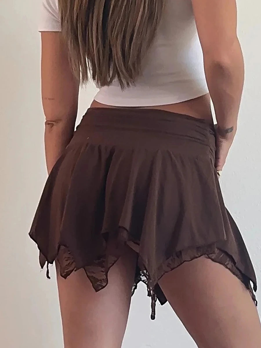 Mid Waist Asymmetrical Skirt