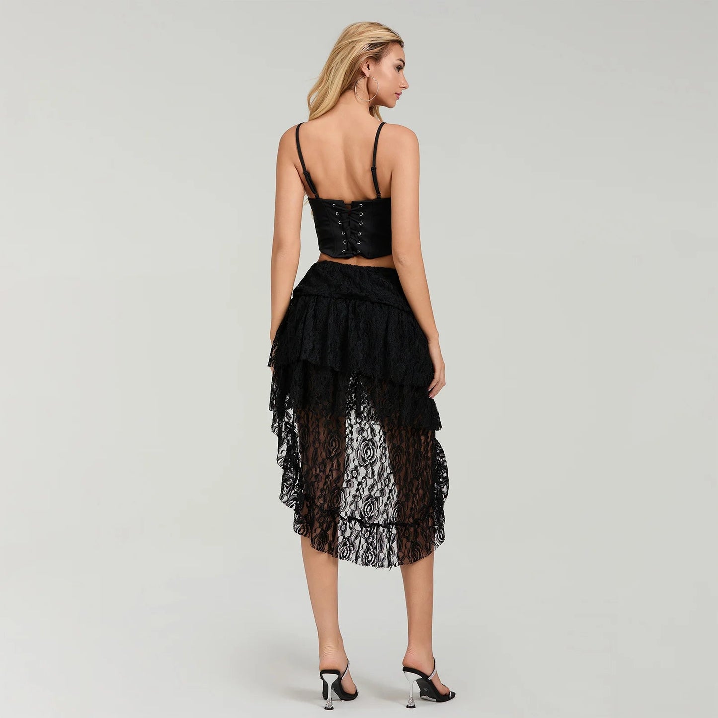 Asymmetric Ruffled Hem Skirt
