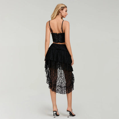Asymmetric Ruffled Hem Skirt