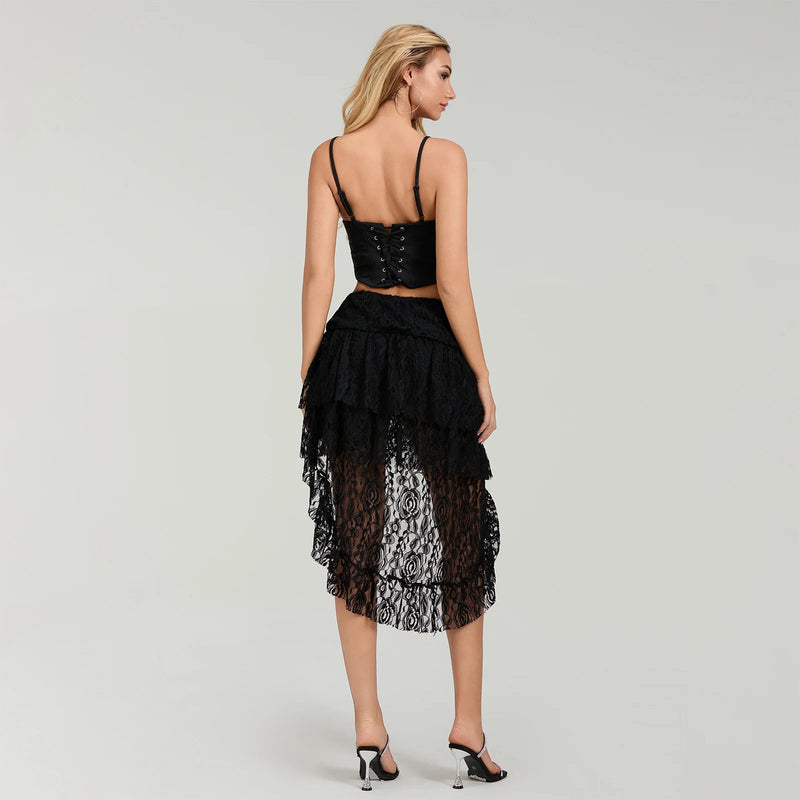 Asymmetric Ruffled Hem Skirt