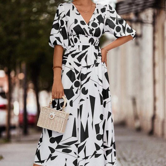 Puffed Sleeve Commuter Korean Clothes Midi Dresses