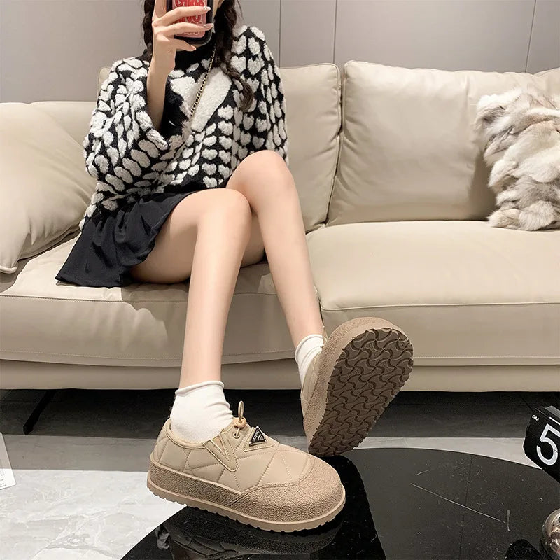 Walking Shoes Snow Boots Outdoor Loafers Winter New Thick Soft Soled Anti Ski Plush Warm Cotton Booties
