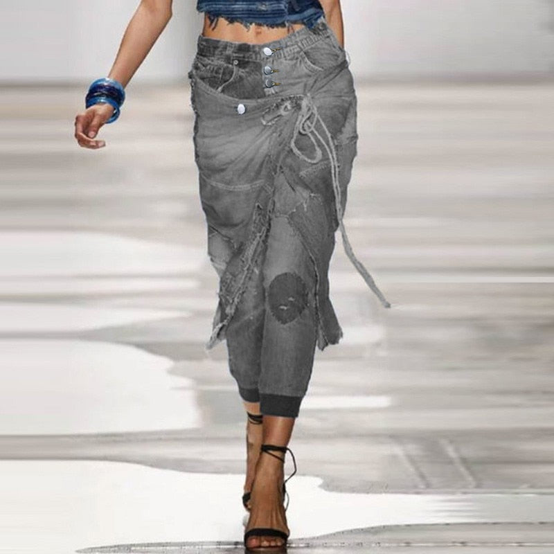 Jeans Pants High Waist Mom Show Pants Spring Summer Retro Street Loose Wide Leg Pants