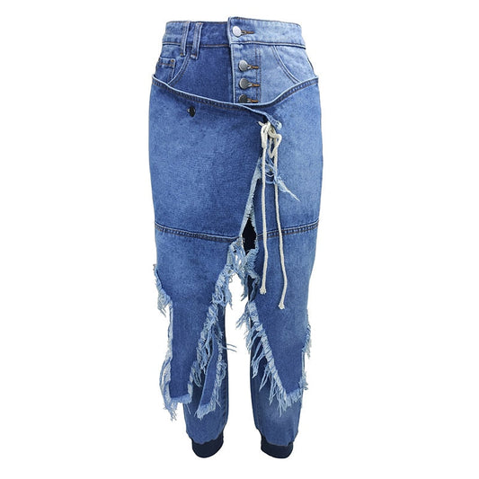 Jeans Pants High Waist Mom Show Pants Spring Summer Retro Street Loose Wide Leg Pants