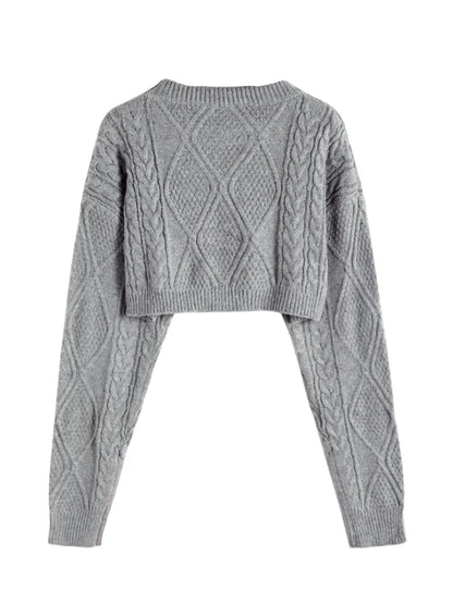 Long Round Collar Pullover Short Twist Winter Sweater