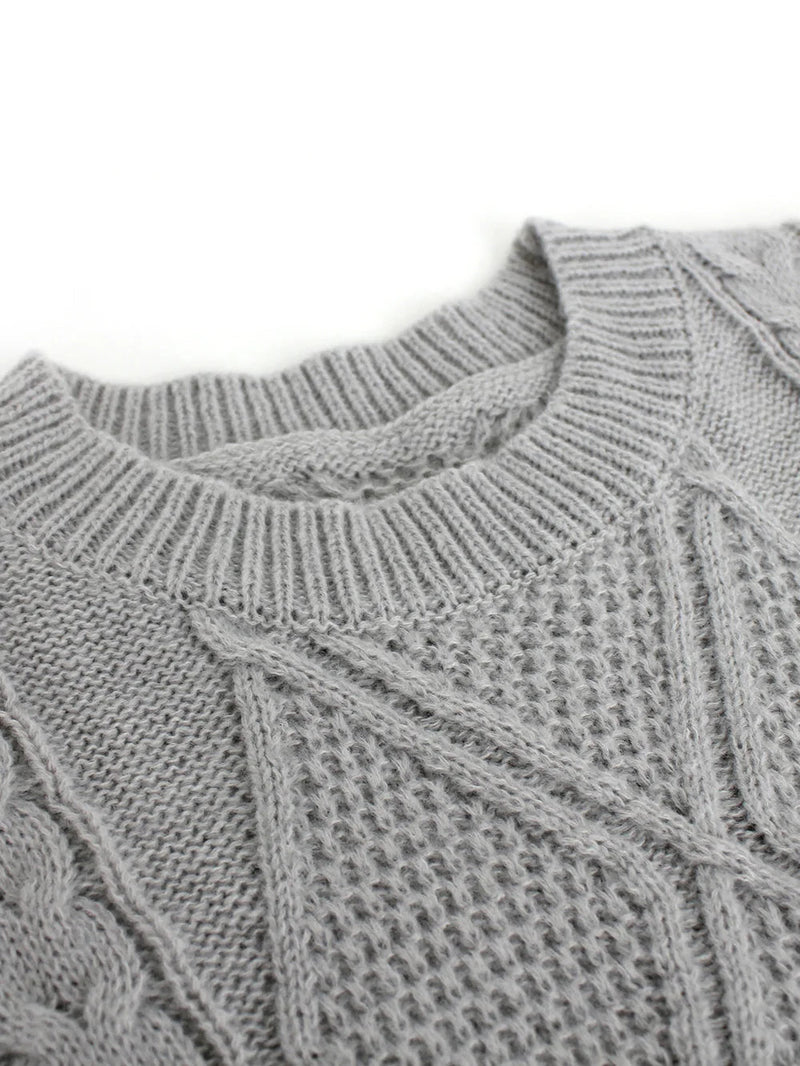 Long Round Collar Pullover Short Twist Winter Sweater