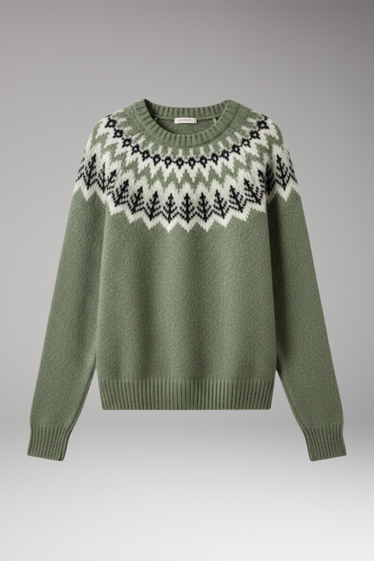 ’s Sweater With Round Neck and Ribbed Surface