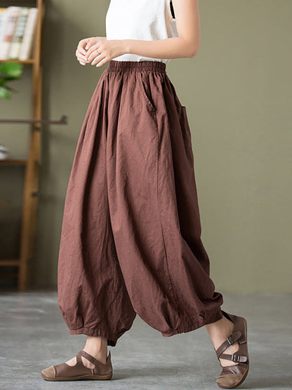 Cotton Linen Pocket Lantern Pants Rr1062