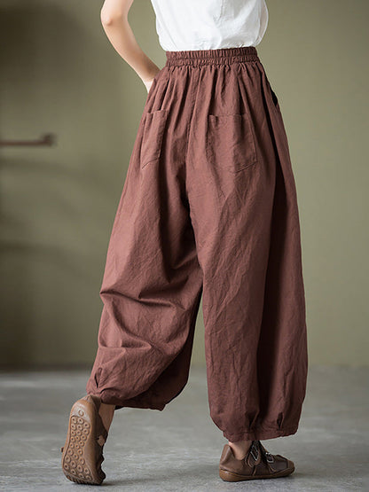 Cotton Linen Pocket Lantern Pants Rr1062