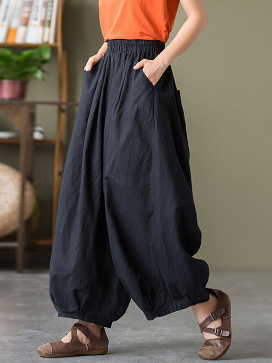 Cotton Linen Pocket Lantern Pants Rr1062