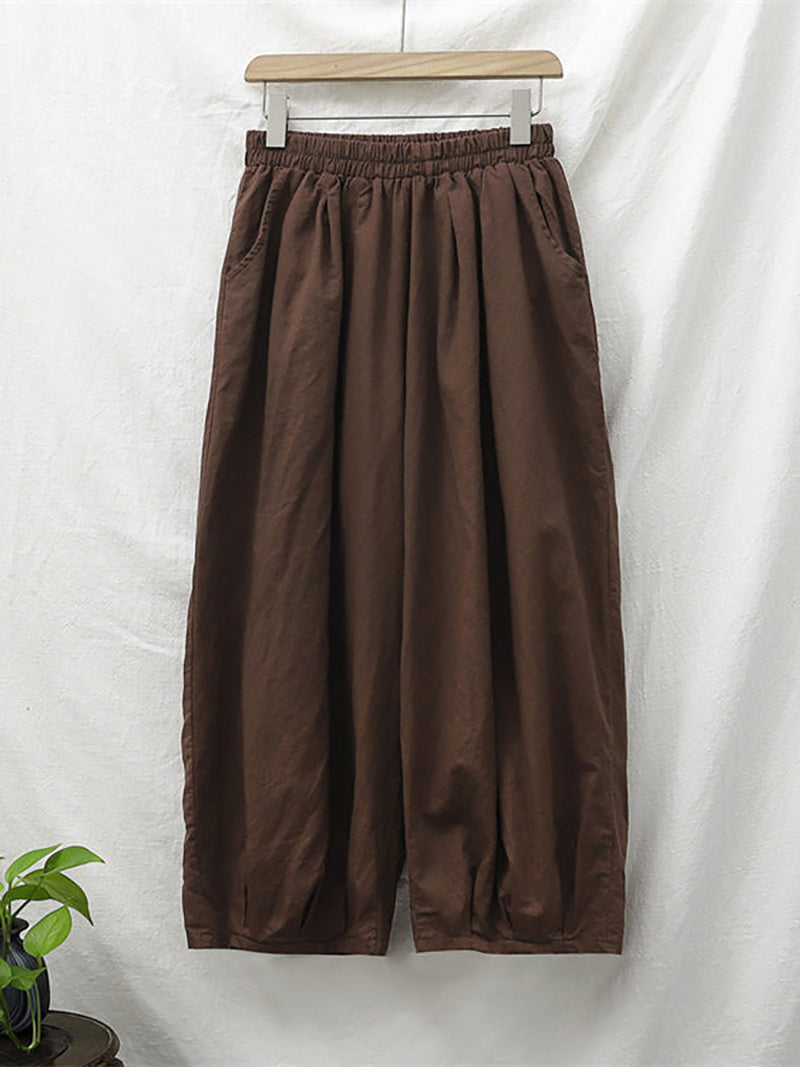 Cotton Linen Pocket Lantern Pants Rr1062