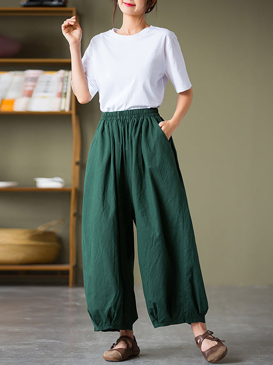 Cotton Linen Pocket Lantern Pants Rr1062
