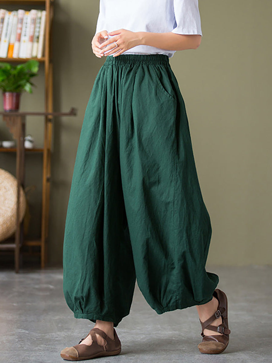 Cotton Linen Pocket Lantern Pants Rr1062