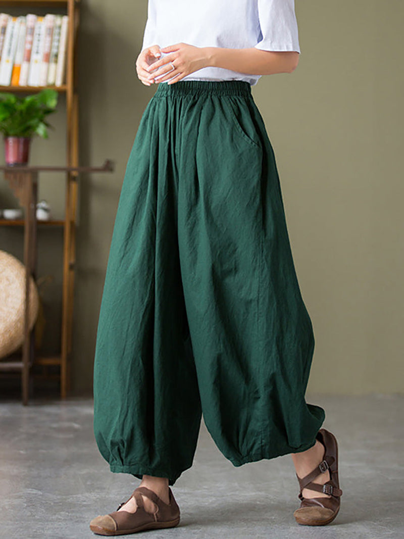 Cotton Linen Pocket Lantern Pants Rr1062
