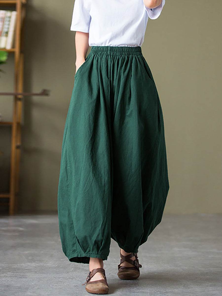 Cotton Linen Pocket Lantern Pants Rr1062