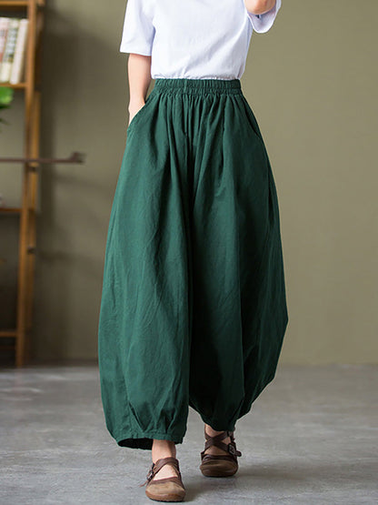 Cotton Linen Pocket Lantern Pants Rr1062