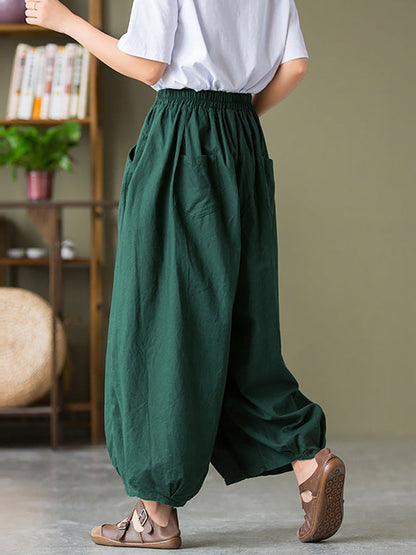 Cotton Linen Pocket Lantern Pants Rr1062