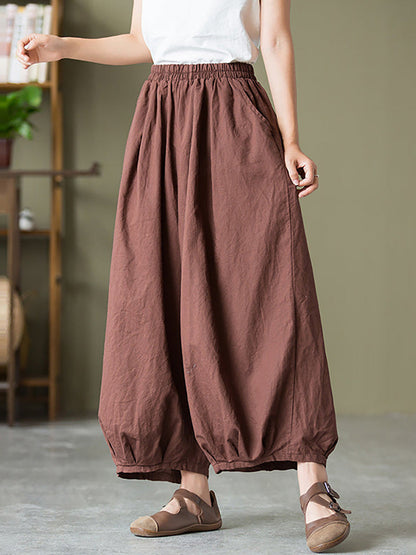 Cotton Linen Pocket Lantern Pants Rr1062