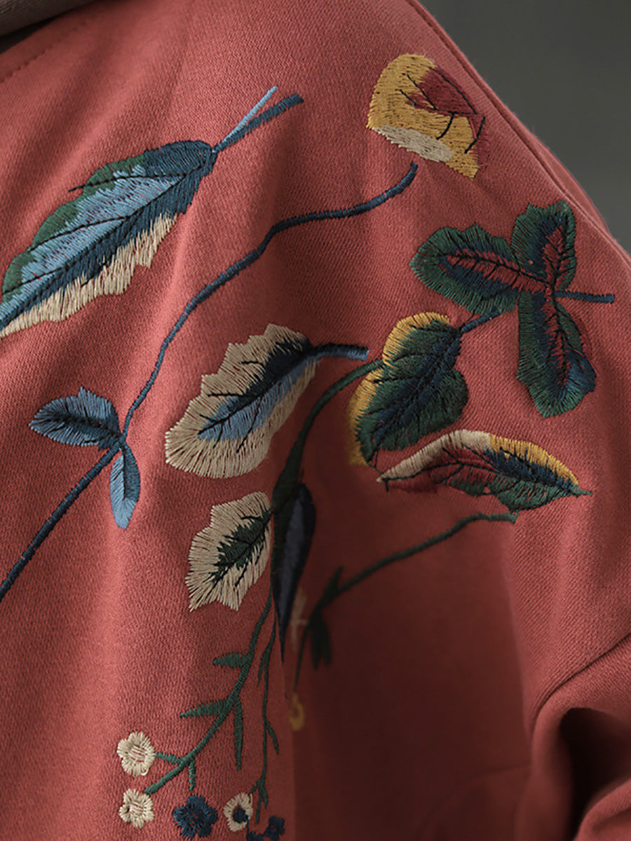 Autumn Leaf Hooded Colorblock 100%cotton Sweatshirt Wg023