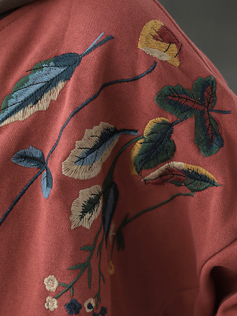 Autumn Leaf Hooded Colorblock 100%cotton Sweatshirt Wg023