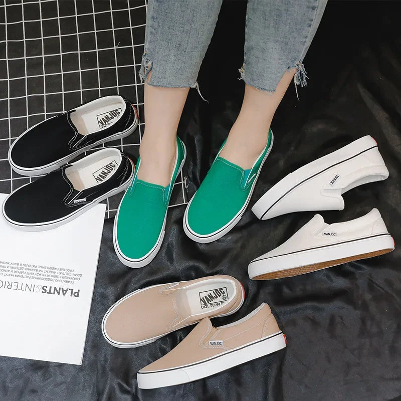Canvas Shoes Multicolor Checkerboard Design Slip-on Footwear Flats Couple Summer Sneakers Size 35-44