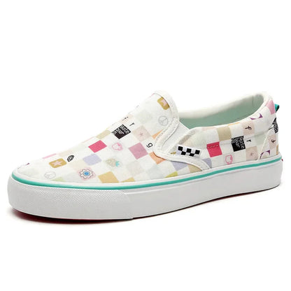 Canvas Shoes Multicolor Checkerboard Design Slip-on Footwear Flats Couple Summer Sneakers Size 35-44