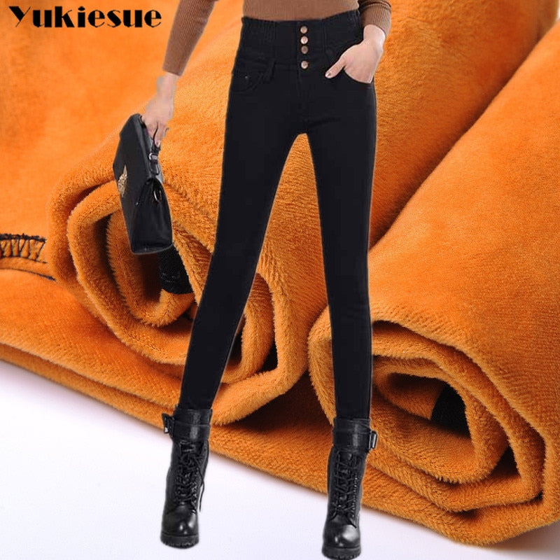 High Waist Skinny Pants Elastic Waist Jeggings Clothes Jeans